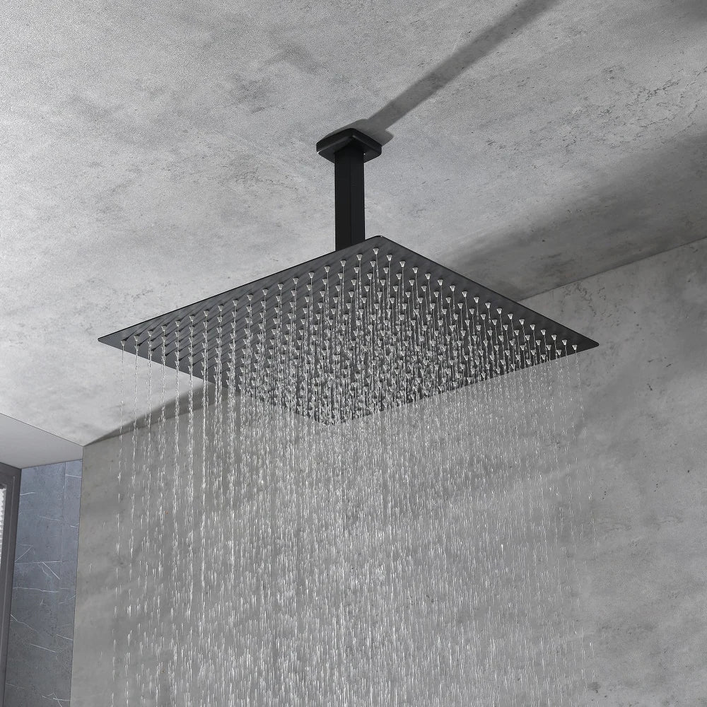 Matte Black Stainless Steel Square Rain Shower Head
