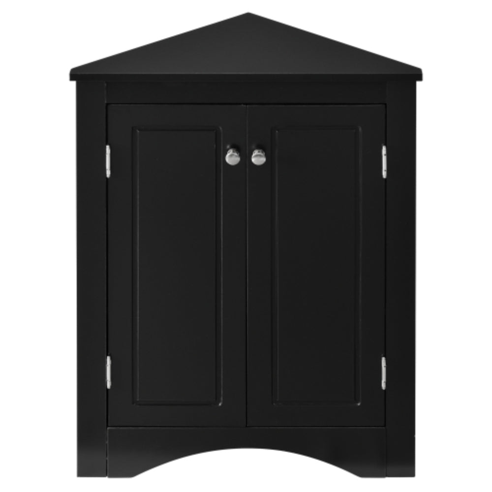 Triangle Freestanding Cabinet with Adjustable Shelves - Black