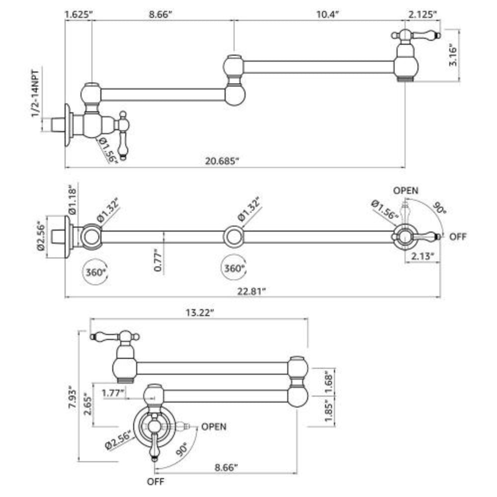 Convenient Wall-Mounted Pot Filler Faucet for Effortless Cooking
