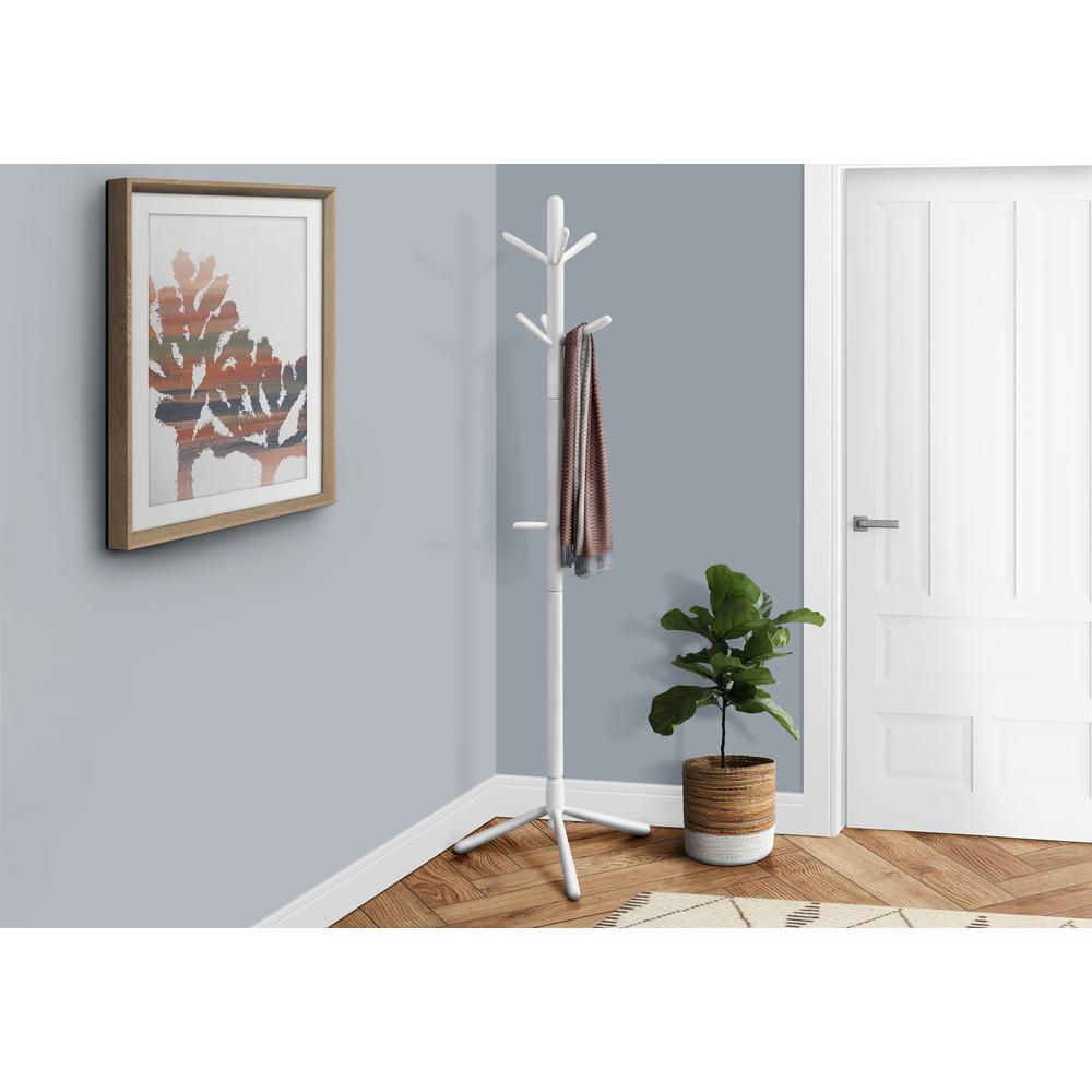 Coat Rack, Hall Tree, Free Standing, 9 Hooks, Entryway, 69H, Bedroom, Brown Woo