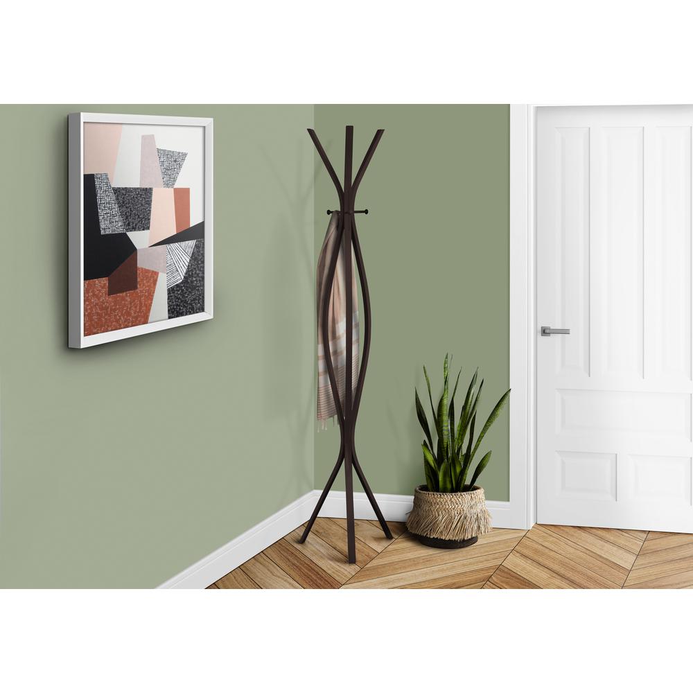 Coat Rack, Hall Tree, Free Standing, 3 Hooks, Entryway, 72H, Bedroom, Brown