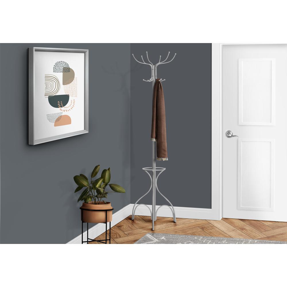 Coat Rack, Hall Tree, Free Standing, 12 Hooks, Entryway, 70H, Umbrella Holder