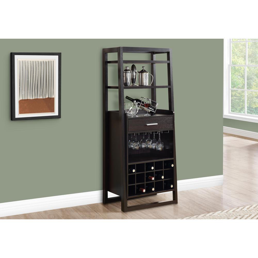 Home Bar, Wine Rack, Storage Cabinet, Brown Laminate, Contemporary, Modern