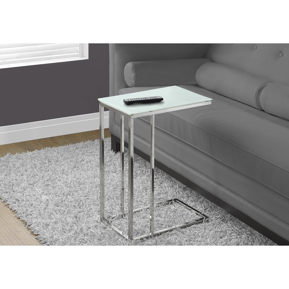 Accent Table, C-shaped, End, Side, Snack, Living Room, Bedroom, Tempered Glass