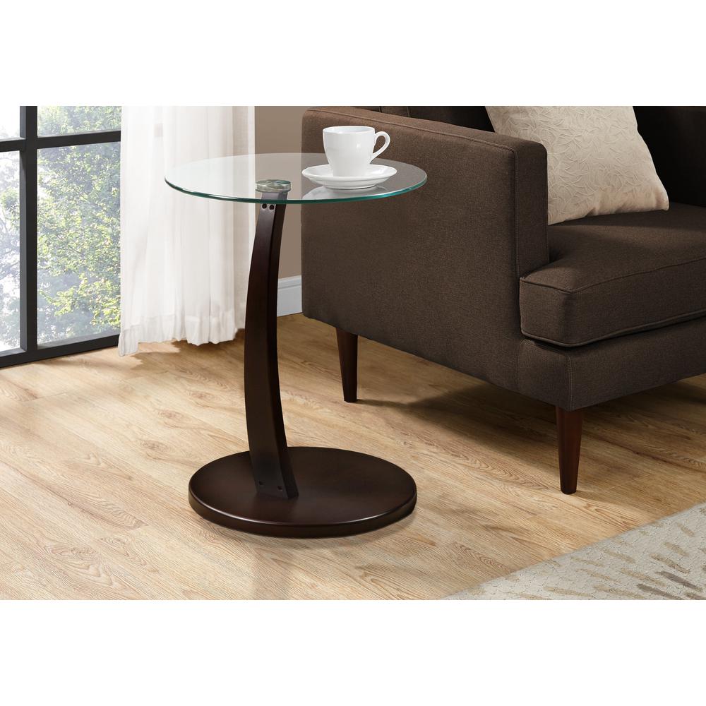 Accent Table, C-shaped, End, Side, Snack, Living Room, Bedroom, Tempered Glass
