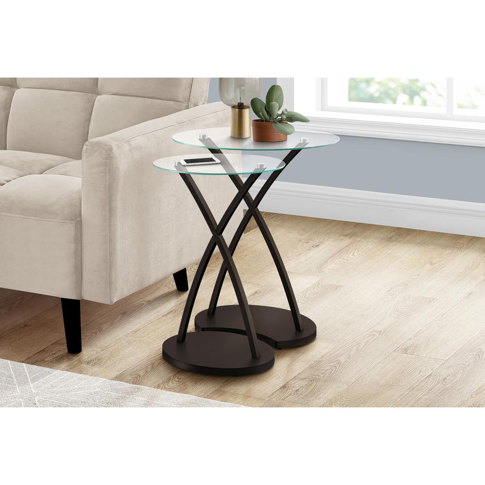 Nesting Table, Set Of 2, Side, End, Accent, Living Room, Bedroom, Clear Tempered