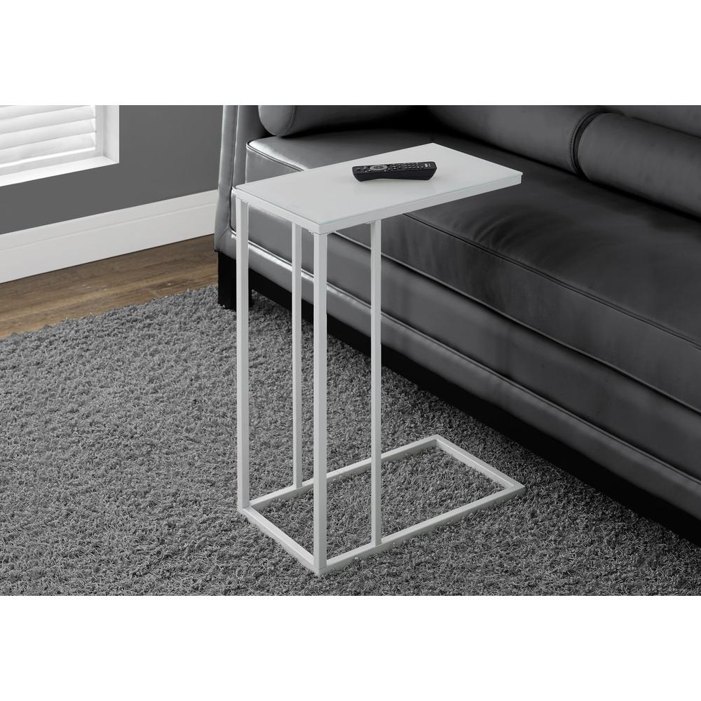 Accent Table, C-shaped, End, Side, Snack, Living Room, Bedroom, Tempered Glass