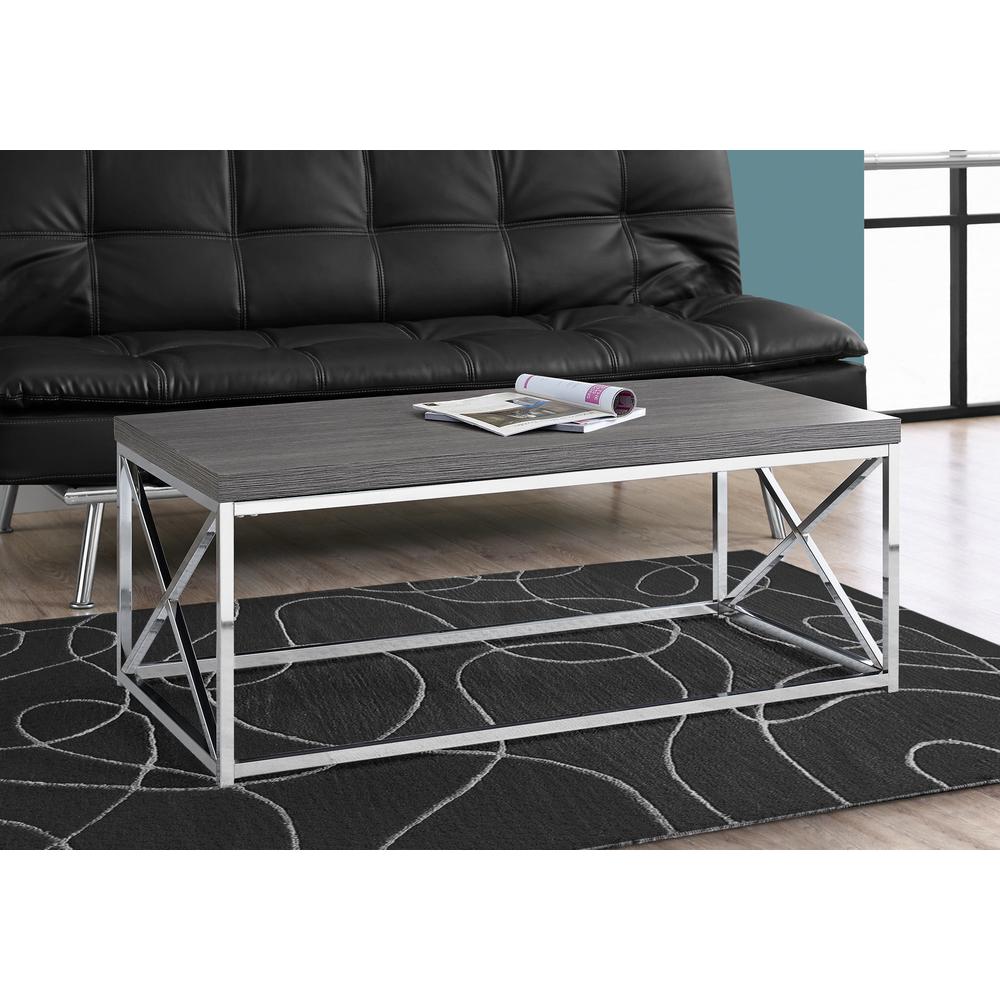 Coffee Table, Accent, Cocktail, Rectangular, Living Room, 44L, Grey Laminate