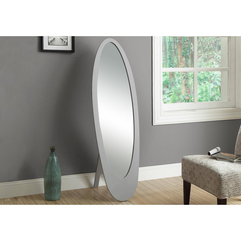 Mirror, Full Length, Standing, Floor, 60 Oval, Dressing, Bedroom, Grey Wood
