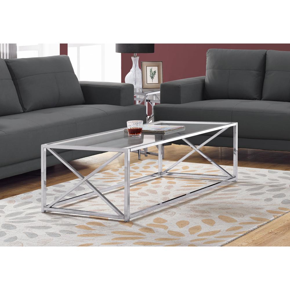 Coffee Table, Accent, Cocktail, Rectangular, Living Room, 44L, Clear Tempered