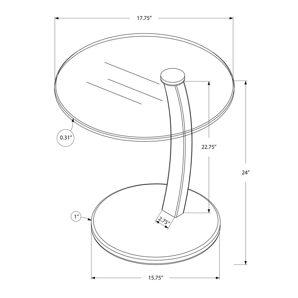 Accent Table, C-shaped, End, Side, Snack, Living Room, Bedroom, Clear Tempered