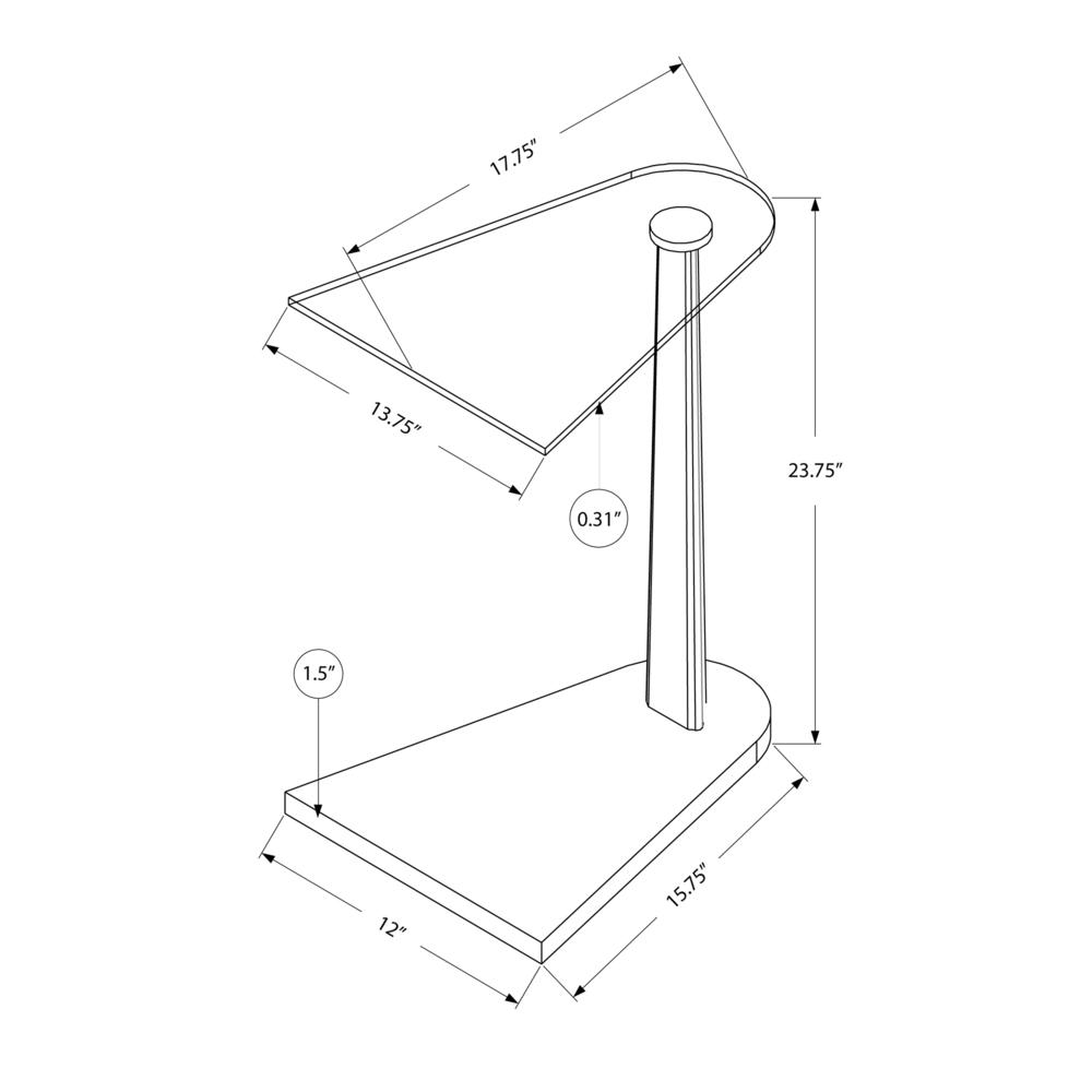 Accent Table, C-shaped, End, Side, Snack, Living Room, Bedroom, Tempered Glass