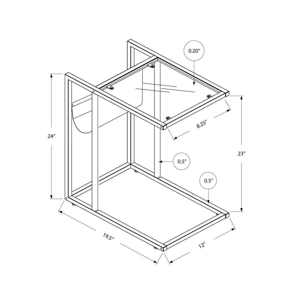 Accent Table, C-shaped, End, Side, Snack, Magazine Storage, Living Room