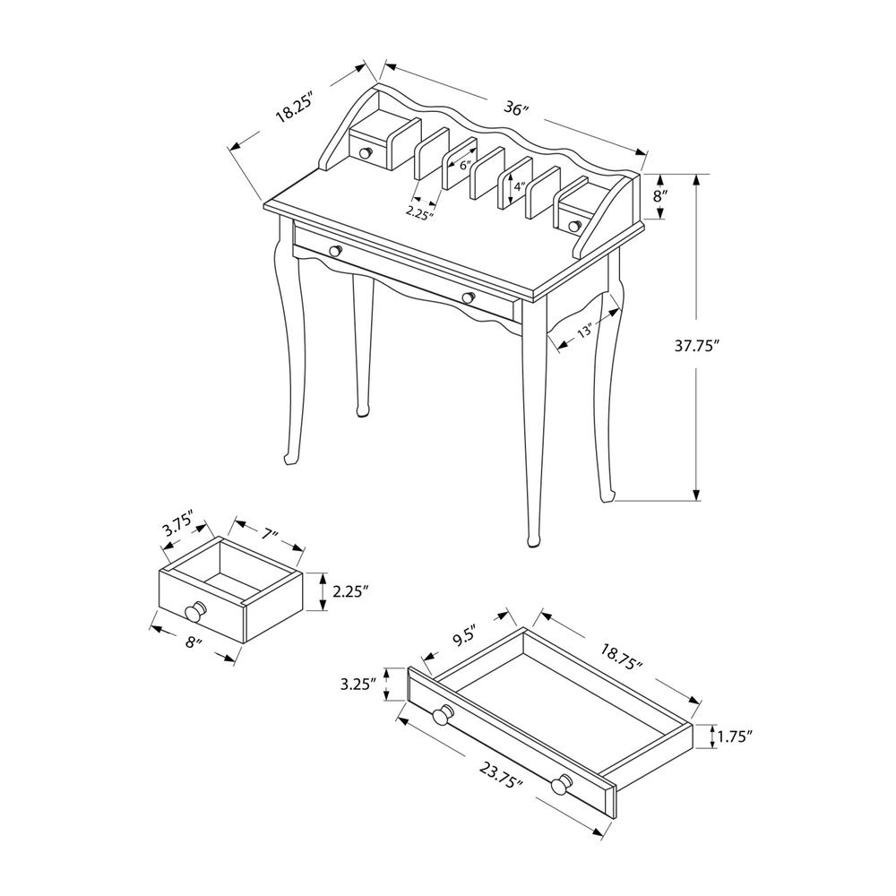 Computer Desk, Home Office, Laptop, Storage Drawers, 36L, Work