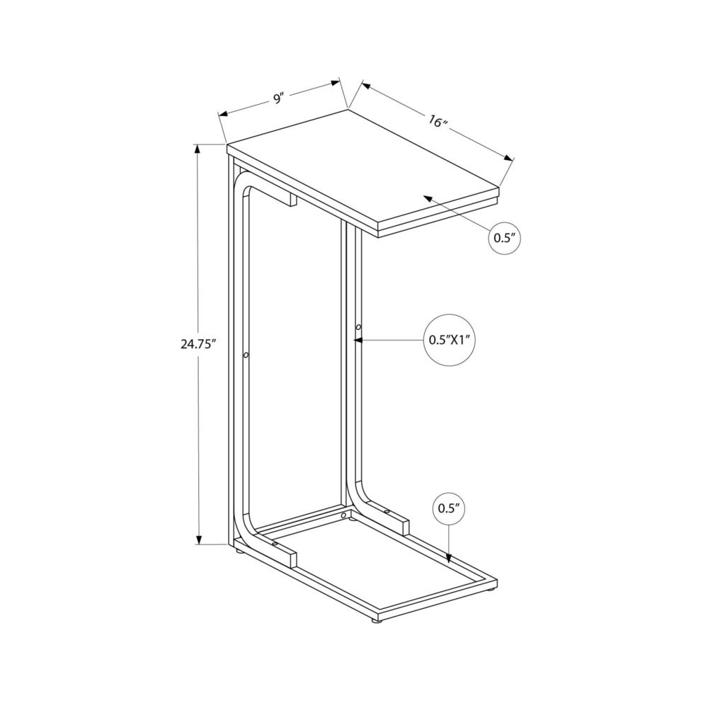 Accent Table, C-shaped, End, Side, Snack, Living Room, Bedroom, Black Laminate