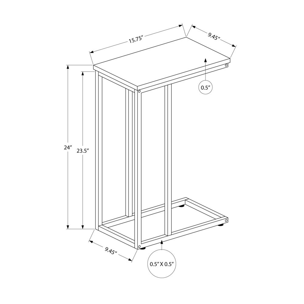 Accent Table, C-shaped, End, Side, Snack, Living Room, Bedroom, White Laminate