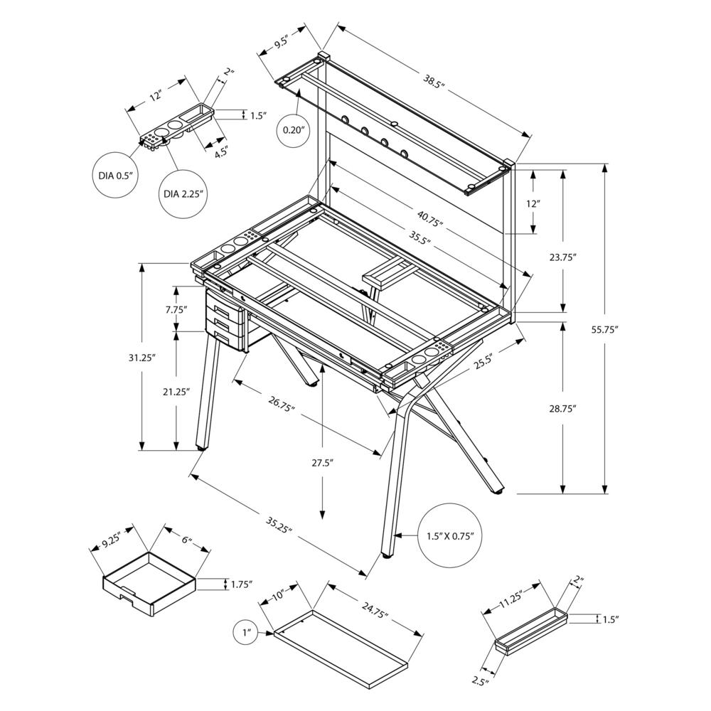 Drafting Table, Adjustable Angle, Drawing, Storage, Craft, Grey