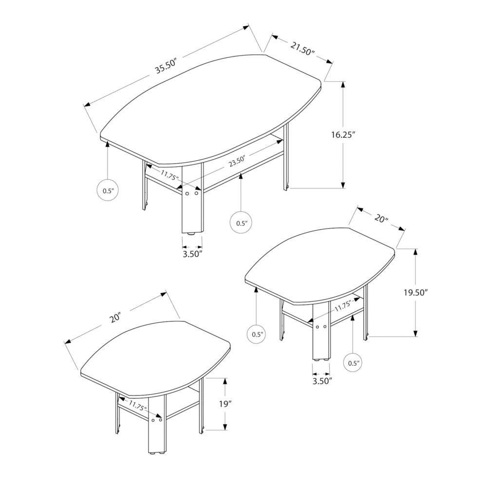 Table Set, 3pcs Set, Coffee, End, Side, Accent, Living Room