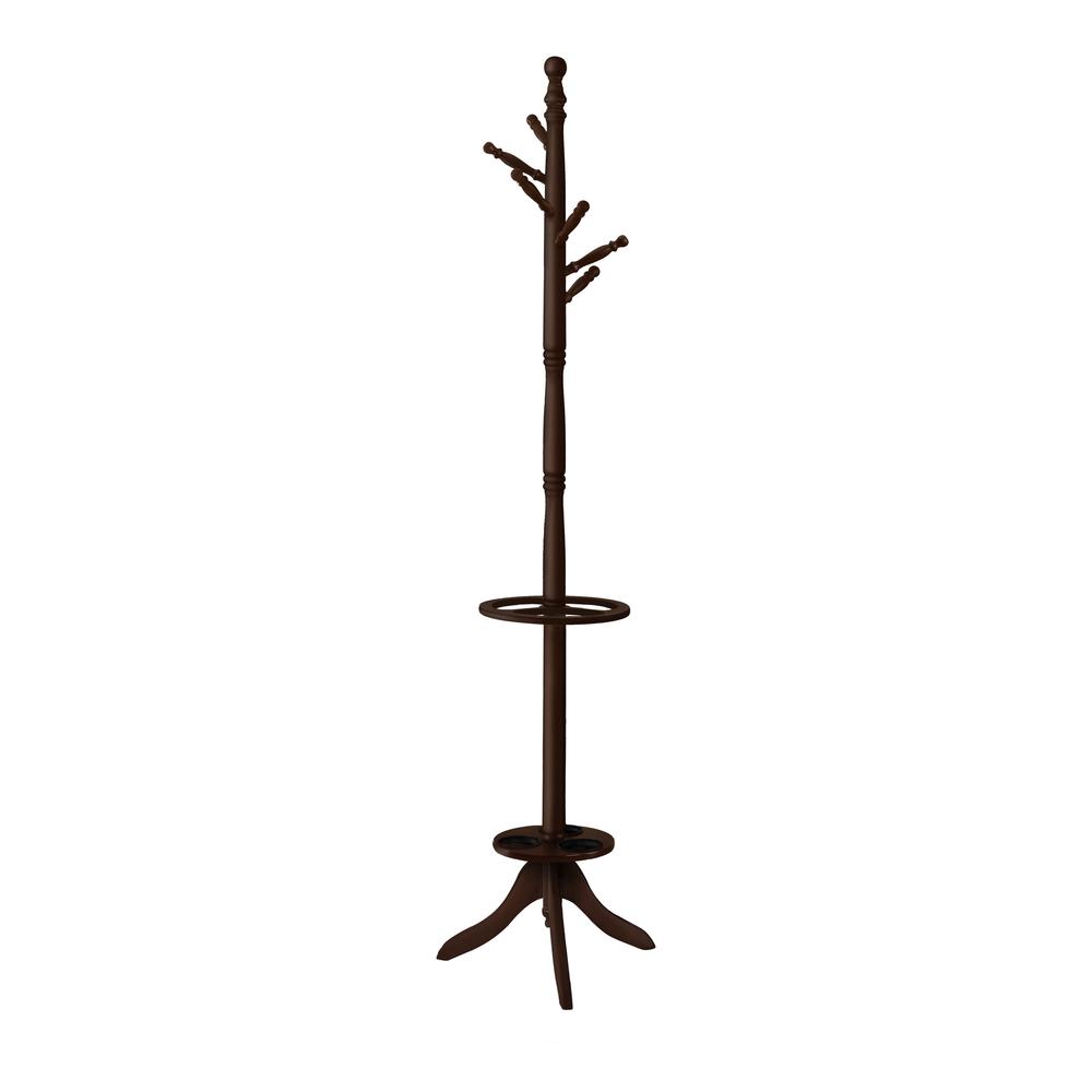 Coat Rack, Hall Tree, Free Standing, 6 Hooks, Entryway, 71H, Umbrella Holder