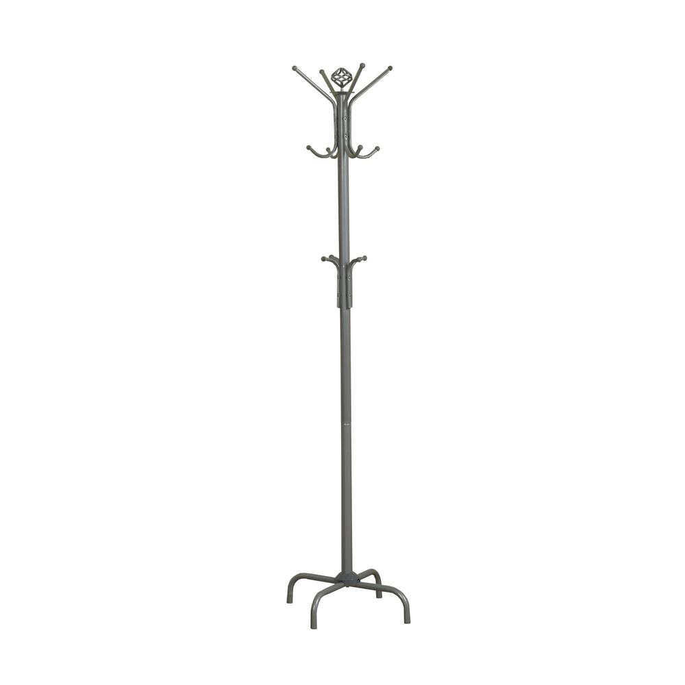 Coat Rack, Hall Tree, Free Standing, 12 Hooks, Entryway, 70H, Bedroom, Grey