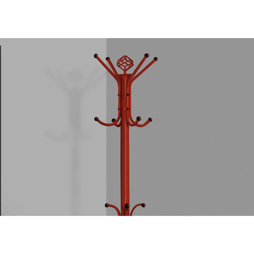 Coat Rack, Hall Tree, Free Standing, 12 Hooks, Entryway, 70H, Bedroom, Red