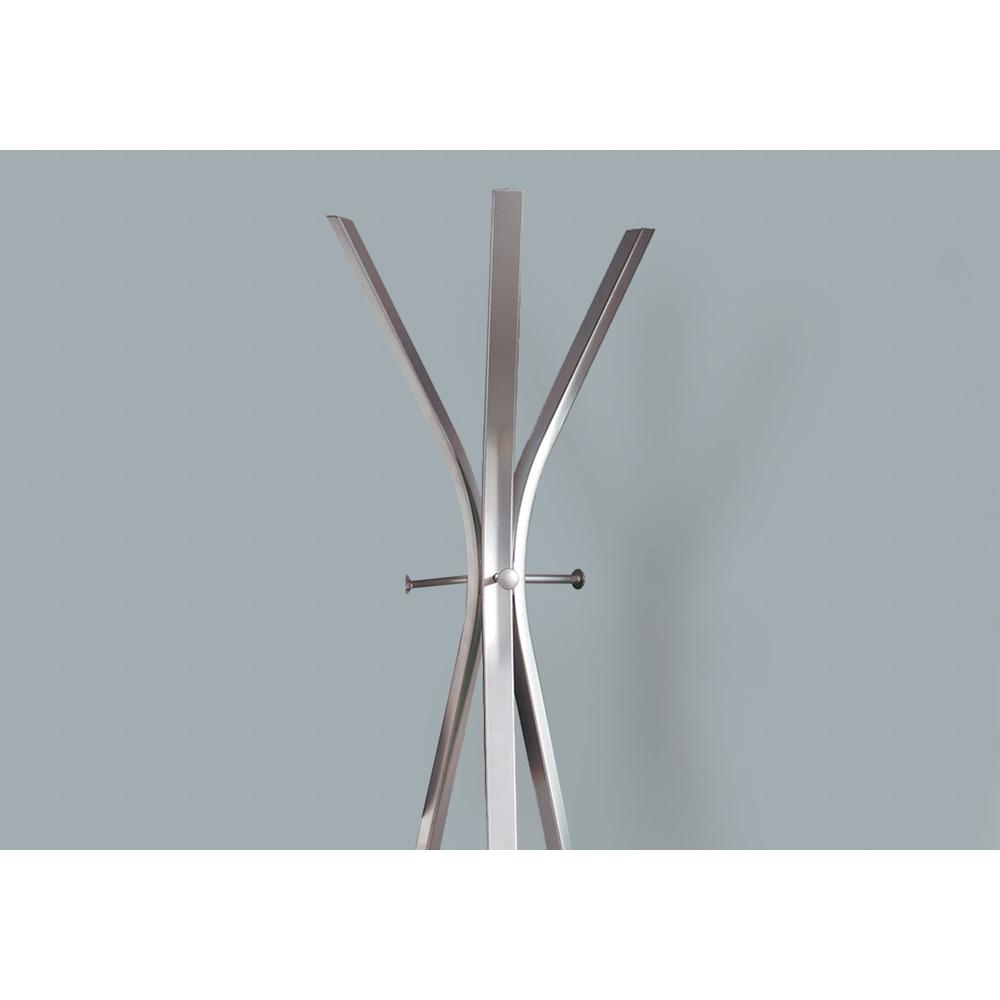 Coat Rack, Hall Tree, Free Standing, 3 Hooks, Entryway, 72H, Bedroom, Grey