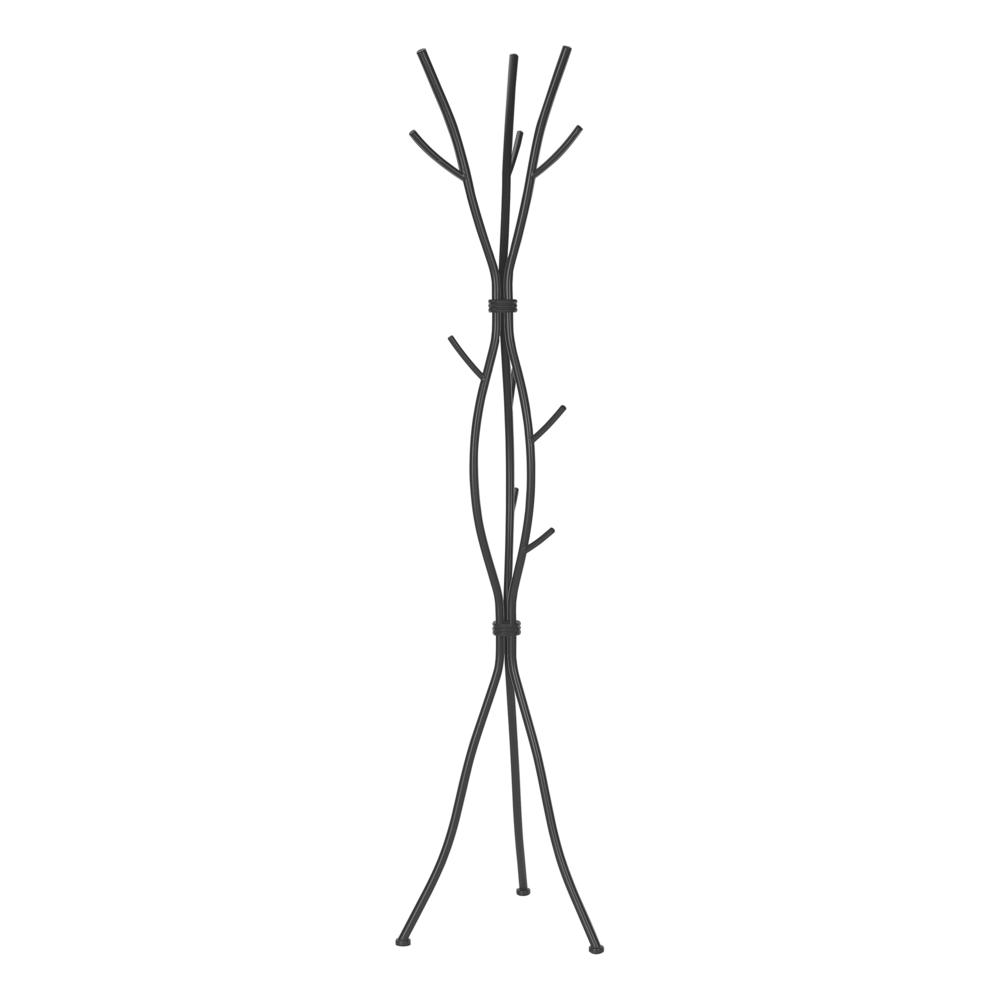 Coat Rack, Hall Tree, Free Standing, 11 Hooks, Entryway, 74H, Bedroom, Black