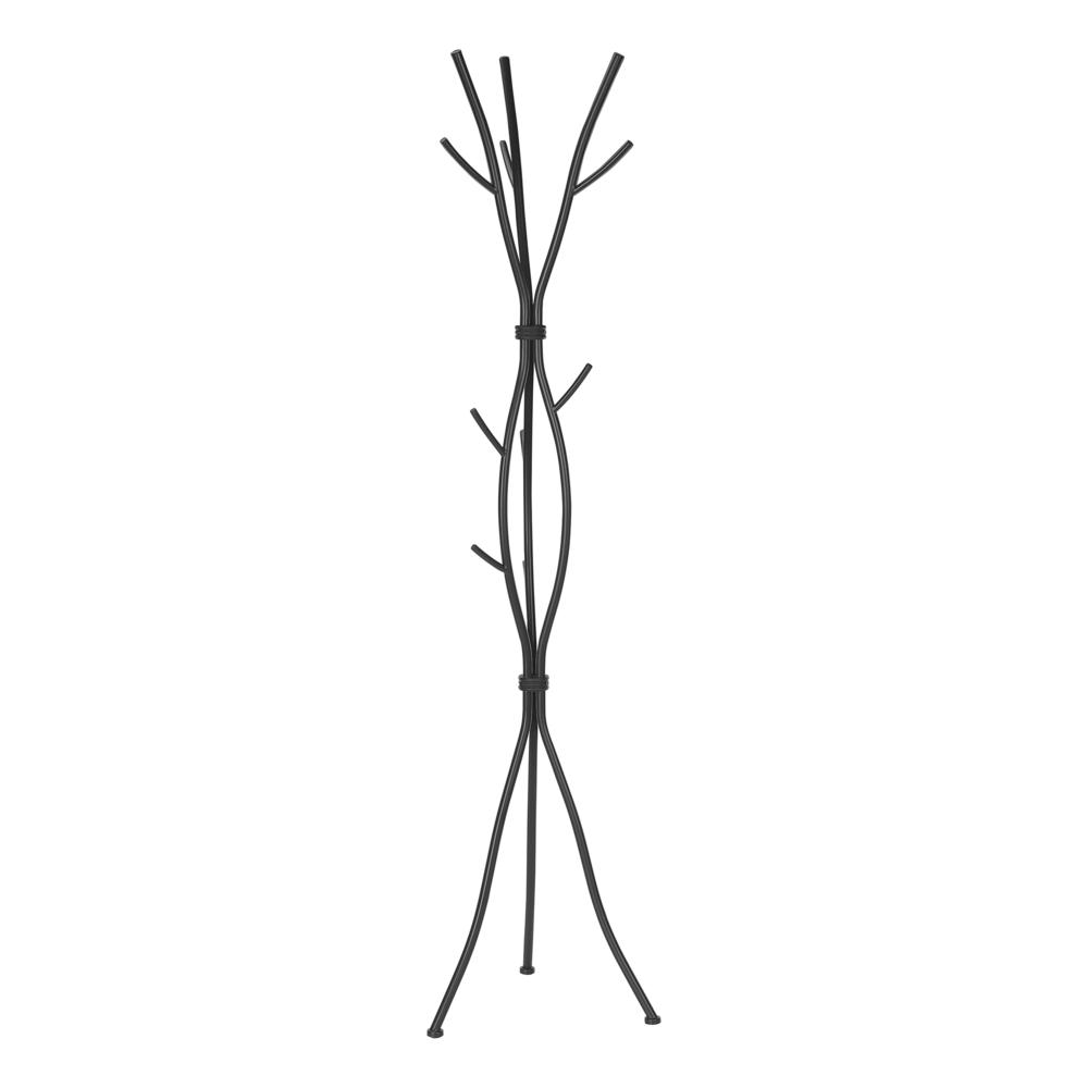 Coat Rack, Hall Tree, Free Standing, 11 Hooks, Entryway, 74H, Bedroom, Black