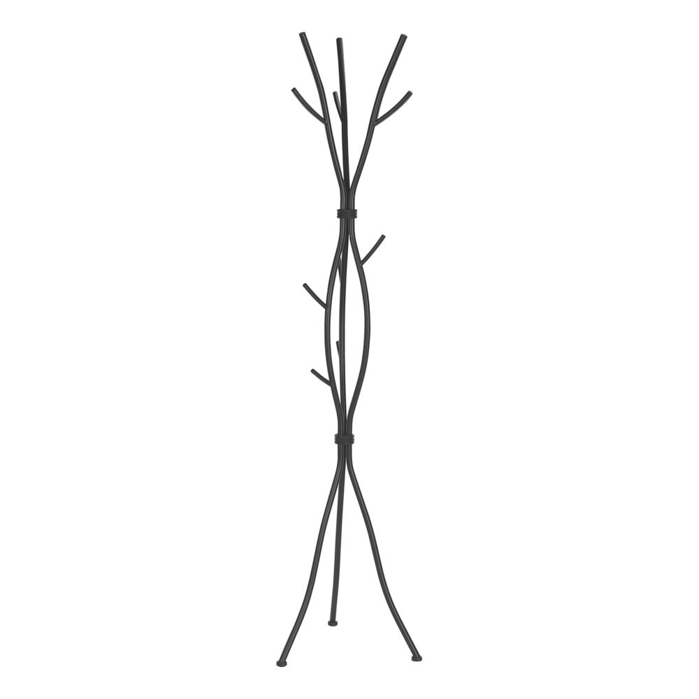 Coat Rack, Hall Tree, Free Standing, 11 Hooks, Entryway, 74H, Bedroom, Black