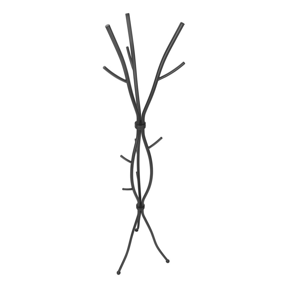 Coat Rack, Hall Tree, Free Standing, 11 Hooks, Entryway, 74H, Bedroom, Black