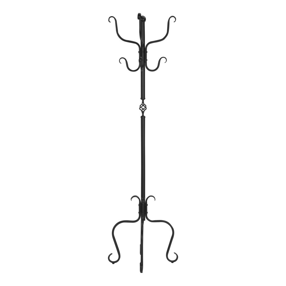 Coat Rack, Hall Tree, Free Standing, 8 Hooks, Entryway, 74H, Bedroom, Black