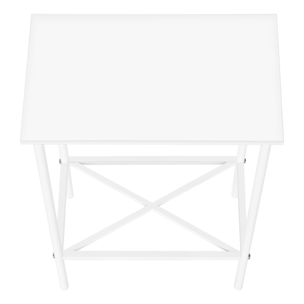 Accent Table, Side, End, Narrow, Small, 2 Tier, Living Room, Bedroom, White