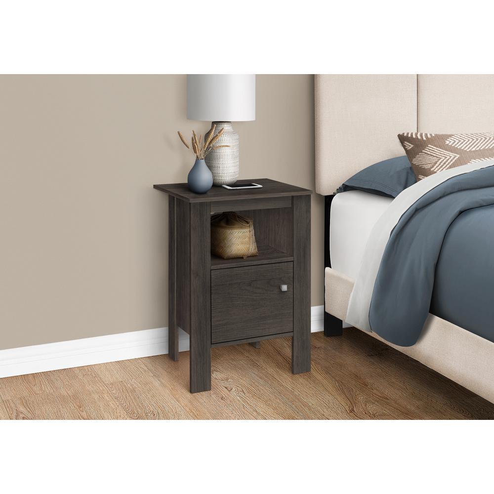 Accent Table, Side, End, Nightstand, Lamp, Storage, Living Room, Bedroom, Brown
