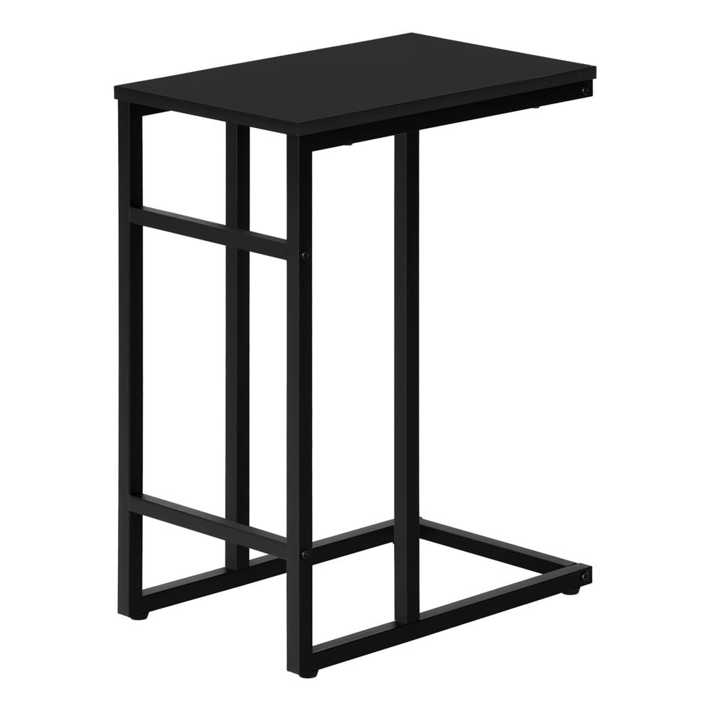 Accent Table, C-shaped, End, Side, Snack, Living Room, Bedroom, Black Laminate