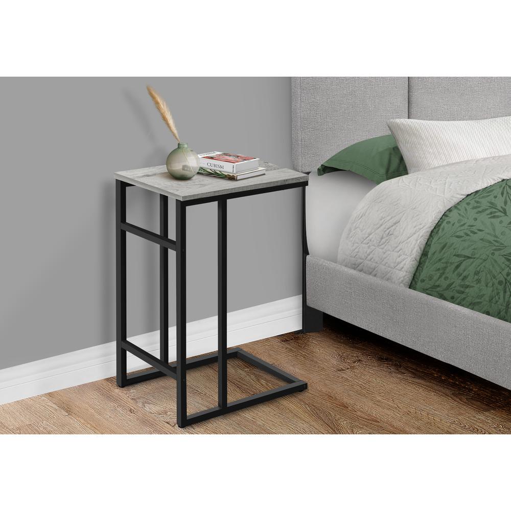 Accent Table, C-shaped, End, Side, Snack, Living Room, Bedroom, Grey Laminate