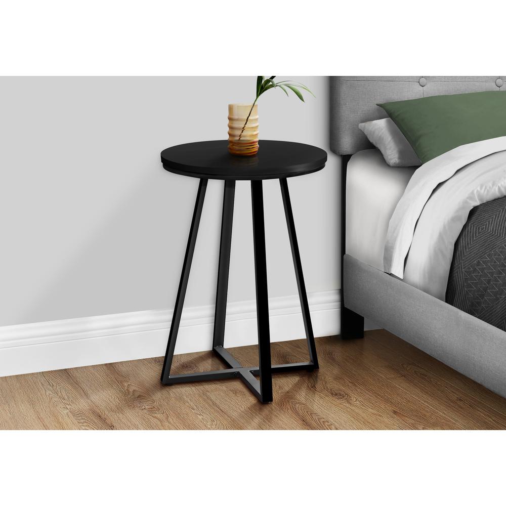 Accent Table, Side, Round, End, Nightstand, Lamp, Living Room, Bedroom, Black