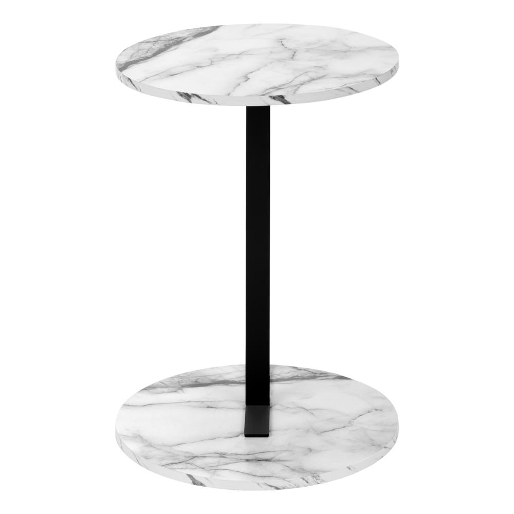 Accent Table, Side, Round, End, Nightstand, Lamp, Living Room, Bedroom, White