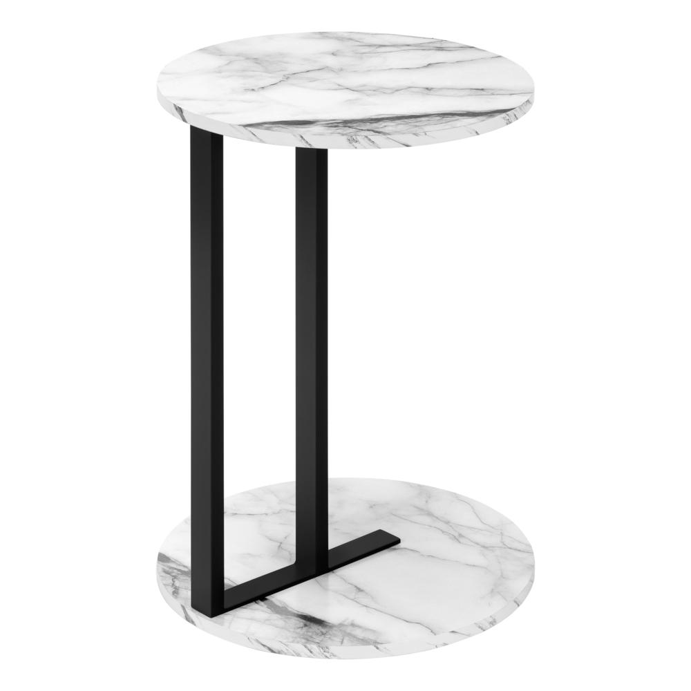 Accent Table, Side, Round, End, Nightstand, Lamp, Living Room, Bedroom, White