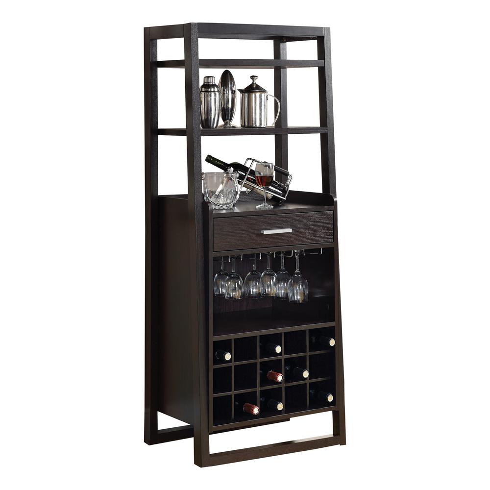 Home Bar, Wine Rack, Storage Cabinet, Brown Laminate, Contemporary, Modern