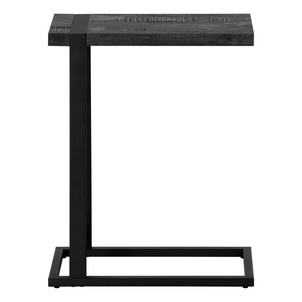 Accent Table, C-shaped, End, Side, Snack, Living Room, Bedroom, Black Laminate