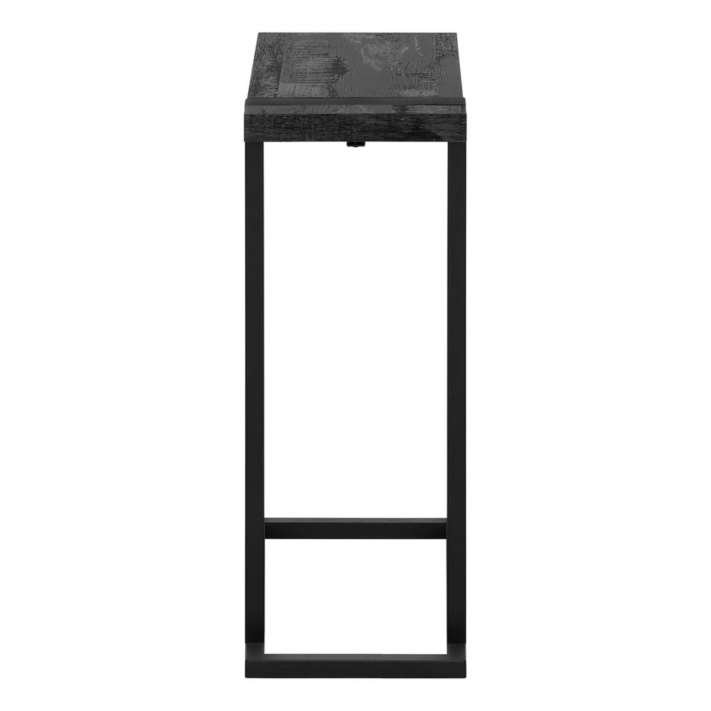 Accent Table, C-shaped, End, Side, Snack, Living Room, Bedroom, Black Laminate
