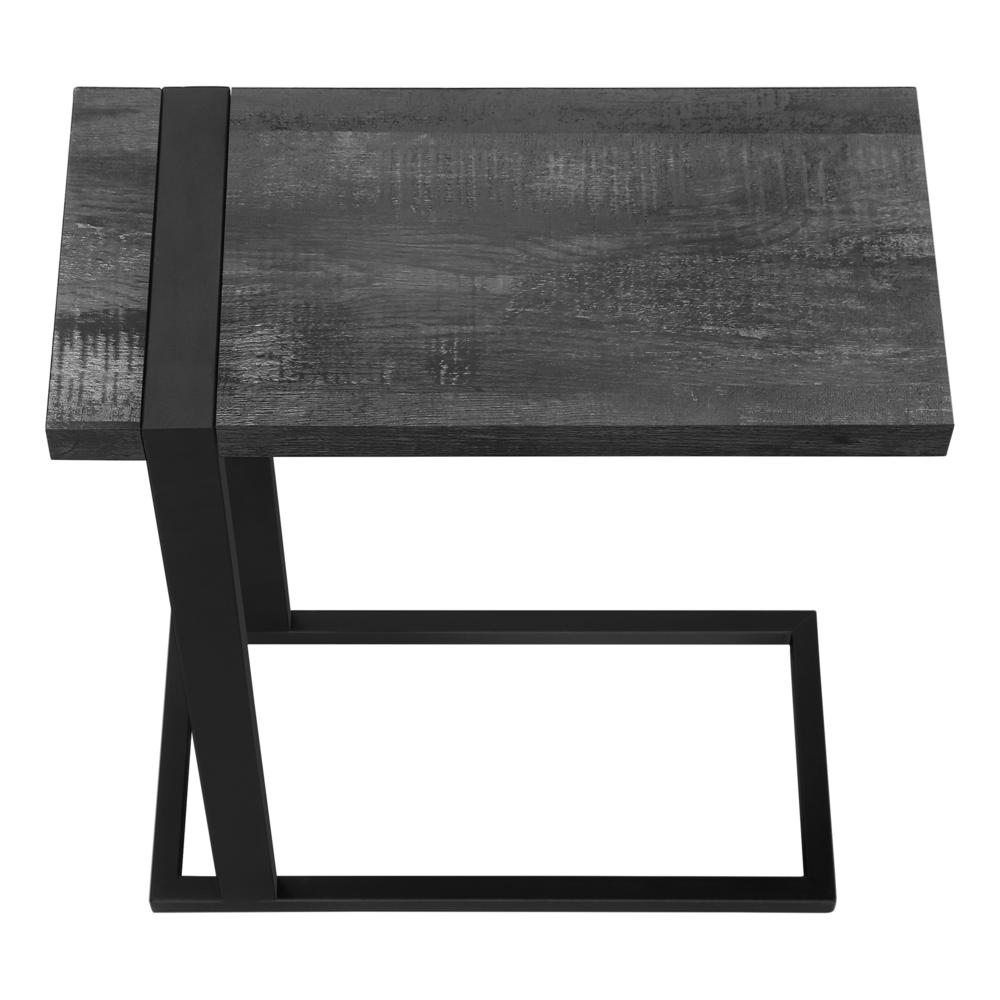 Accent Table, C-shaped, End, Side, Snack, Living Room, Bedroom, Black Laminate