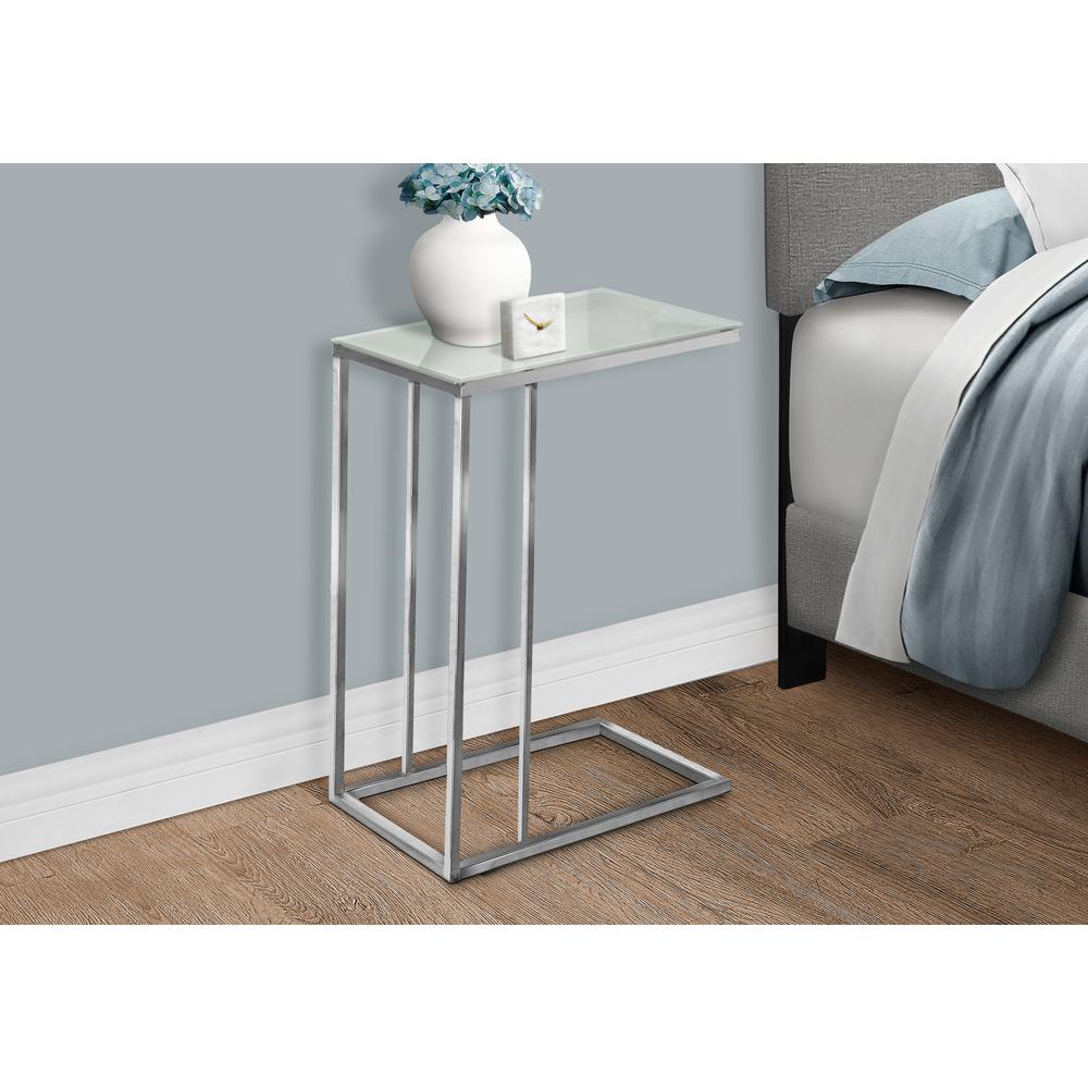 Accent Table, C-shaped, End, Side, Snack, Living Room, Bedroom, Tempered Glass
