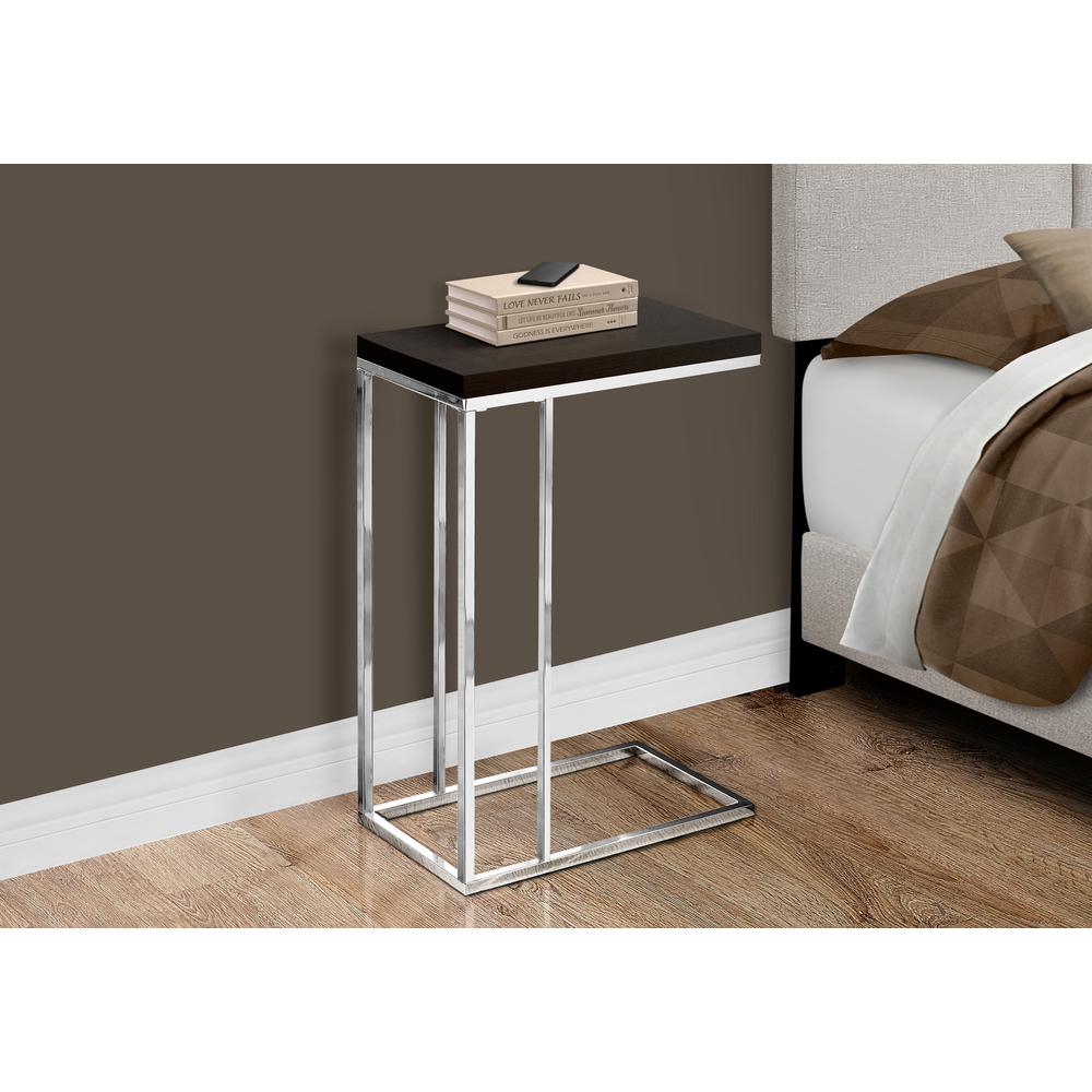 Accent Table, C-shaped, End, Side, Snack, Living Room, Bedroom, Brown Laminate