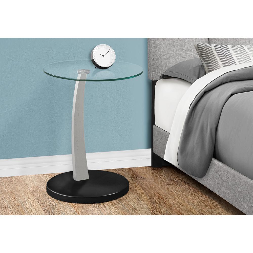 Accent Table, C-shaped, End, Side, Snack, Living Room, Bedroom, Clear Tempered