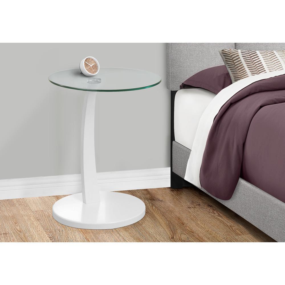 Accent Table, C-shaped, End, Side, Snack, Living Room, Bedroom, Clear Tempered