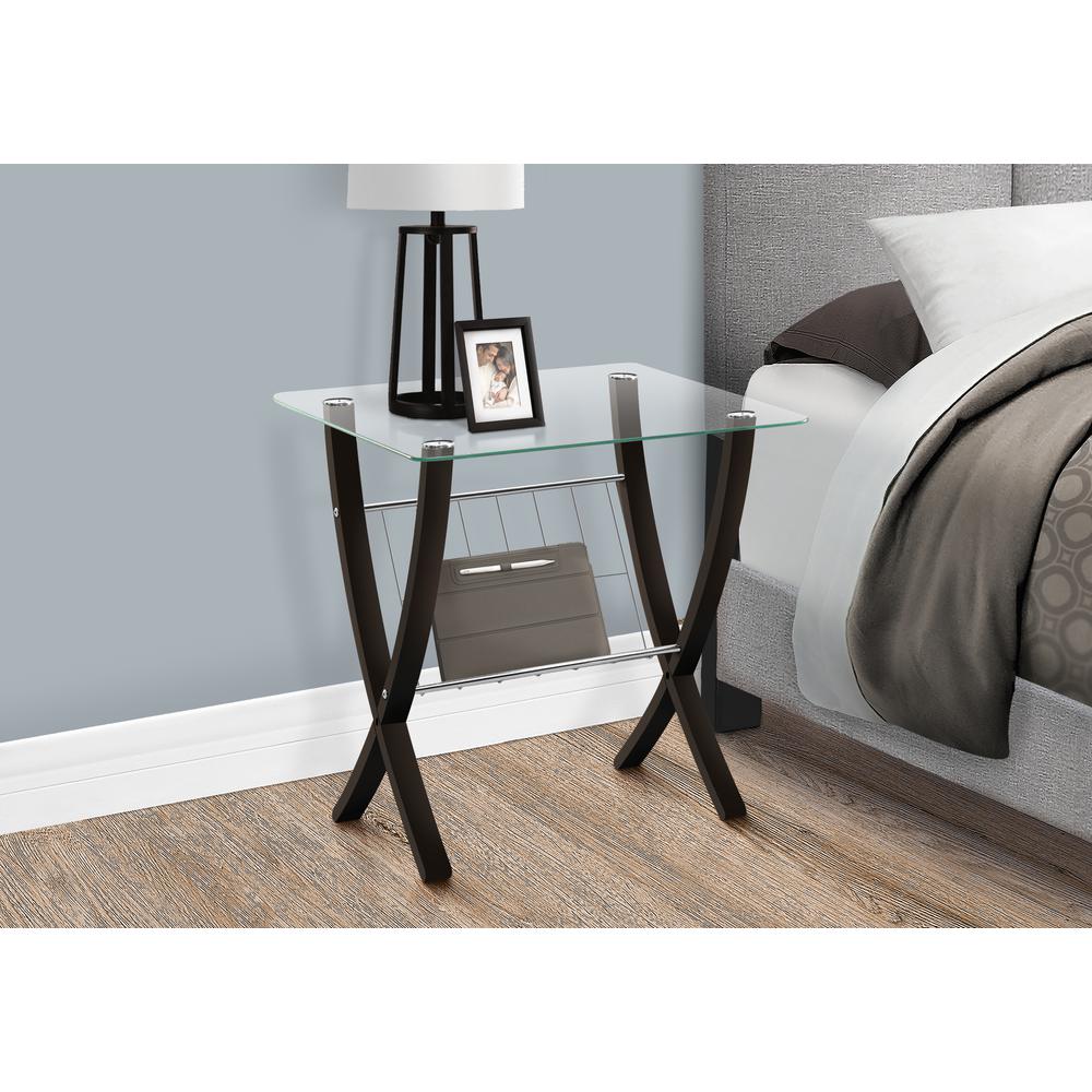 Accent Table, Side, End, Nightstand, Lamp, Living Room, Bedroom, Clear Tempered