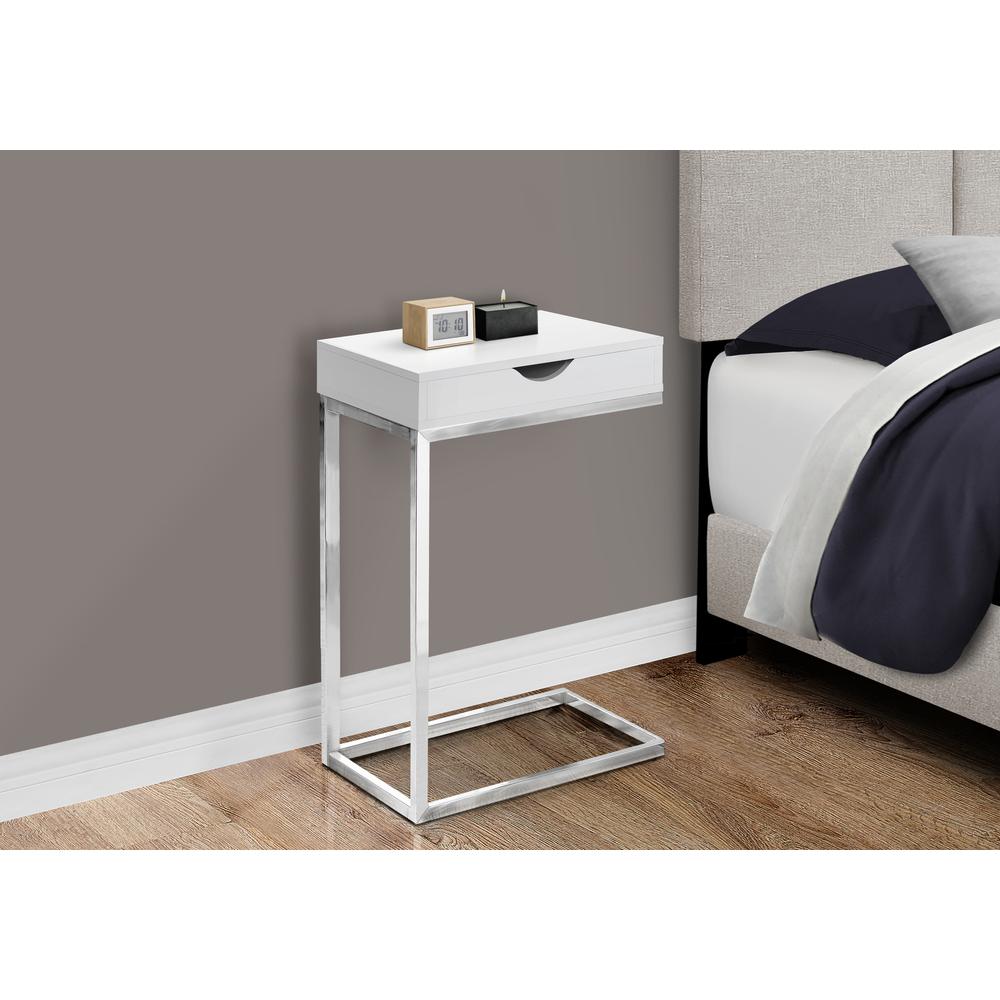 Accent Table, C-shaped, End, Side, Snack, Storage Drawer, Living Room, Bedroom