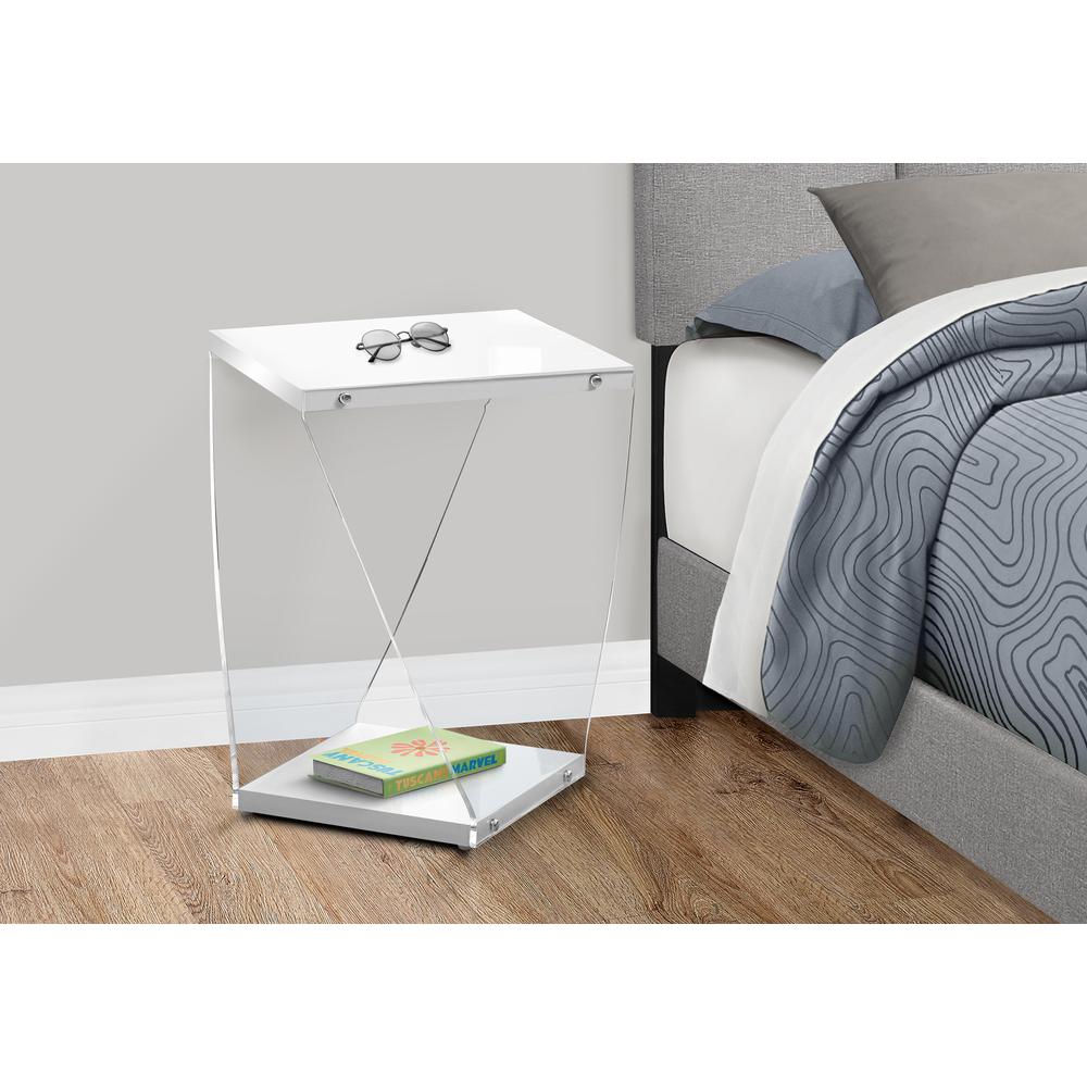 Accent Table, Side, End, Nightstand, Lamp, Living Room, Bedroom, Glossy White