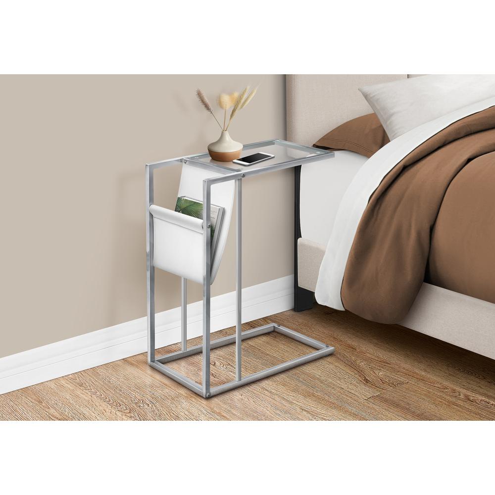Accent Table, C-shaped, End, Side, Snack, Magazine Storage, Living Room